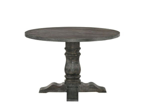 English Elm Leventis Weathered Finish Round Pedestal Dining Table with Knotty Oak Veneer Top and Sturdy Base Gray 29 L x 16 W x 8 H B2726S00138