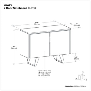 English Elm Lowry Solid Acacia Wood Sideboard with Industrial Legs and Concealed Storage Doors B136P439009