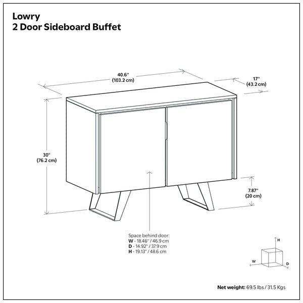 English Elm Lowry Solid Acacia Wood Sideboard with Industrial Legs and Concealed Storage Doors B136P439009