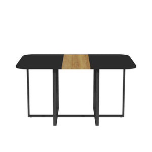 English Elm 7 Piece Industrial Dining Set Two-tone Wood Grain Table with Six Pu Leather Chairs W3875S00098