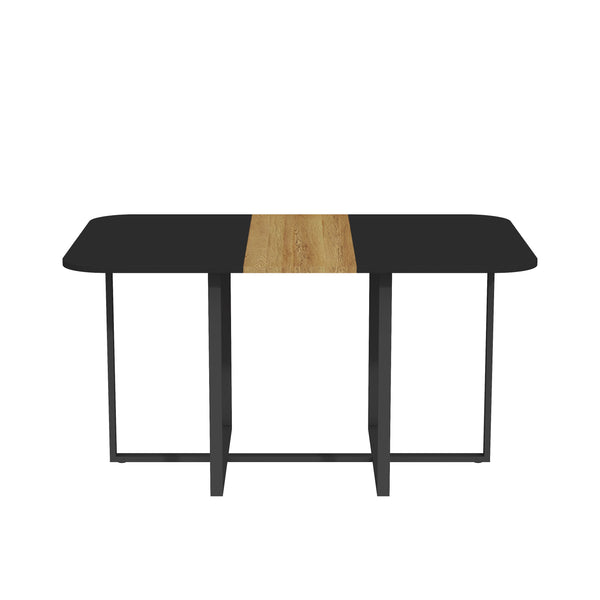 English Elm 7-piece Rectangular Dining Set Seats 6 with Faux Leather Chairs and Melamine Top Black,White,Wood W3875S00104