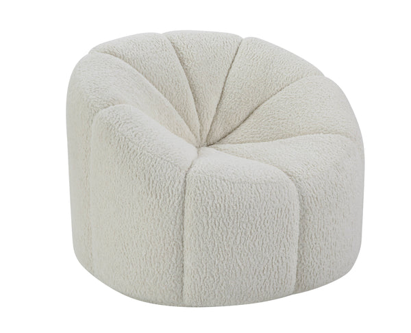 English Elm Osmash Plush White Teddy Sherpa Swivel Chair — Cozy 360° Rotation, Full Foam Seat, Sturdy Wood Frame B2726P265300
