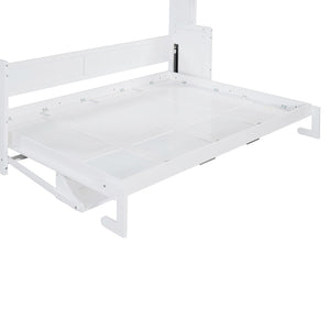 English Elm Queen Size Murphy Bed With Hydraulic Lift & Integrated Desk For Space-Saving Living Solutions N820S10033K-GIGA