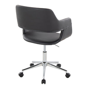 English Elm Margarite Modern Task Chair: Sleek Chrome & Black Faux Leather, Ergonomic Comfort For Home Office B202P223919