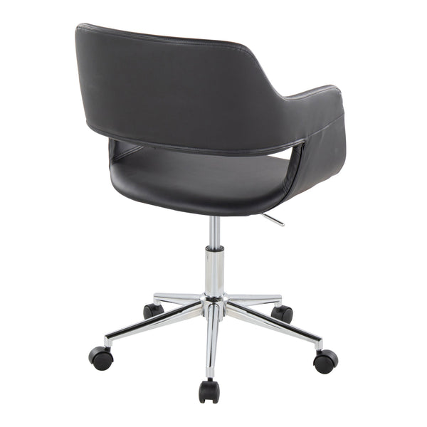 English Elm Margarite Modern Task Chair: Sleek Chrome & Black Faux Leather, Ergonomic Comfort For Home Office B202P223919