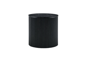 English Elm 2-piece Nesting Round Tables Roman Column Base with Storage Black Wood Grain Living Room W3875P396796