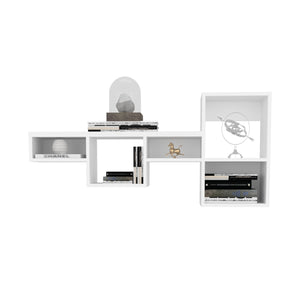 English Elm WALLSHE 7-Tier 47" Wide Modular Cube Wall Shelf with 100 lb Capacity — Stylish Space-Saving Storage White 36.61 L x 11.02 W x 4.33 H B070P242496