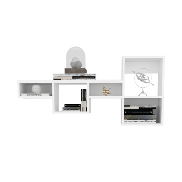 English Elm WALLSHE 7-Tier 47" Wide Modular Cube Wall Shelf with 100 lb Capacity — Stylish Space-Saving Storage White 36.61 L x 11.02 W x 4.33 H B070P242496