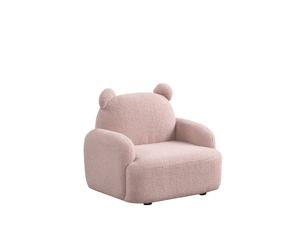 English Elm Rosella Bear Shaped Sherpa Kids Armchair with Sculpted Ears for Playroom Comfort Pink B2749P413208