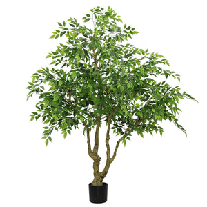 English Elm 7ft Artificial Banyan Tree Sculpted Trunk Silk Foliage Large Indoor Statement Plant W2945P458774