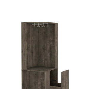 English Elm Cincinatti Corner Bar Cabinet Dark Brown with Stemware Rack, 2 Railed Shelves, 2-Tier Drawer, Open Prep Shelf B070S00176