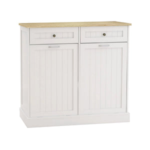 English Elm Two Drawer Tilt Out Trash Cabinet White Mdf Kitchen Storage with Appliance Top W282P160454
