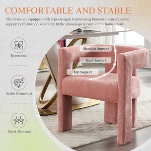 English Elm United We Win Chenille Barrel Accent Armchairs Set of Two for Living Room Dining Pink W1568P389270
