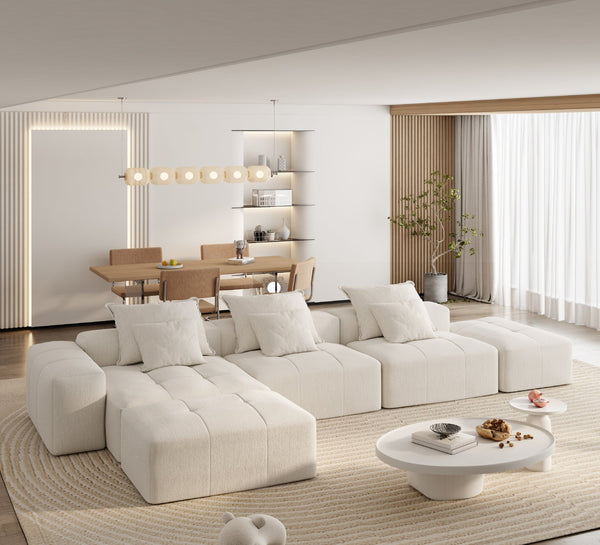 English Elm Modern Oversized Modular Sectional Sofa In Sparkling Chenille - Customizable 6-Piece Design, No Assembly! W1885S00073