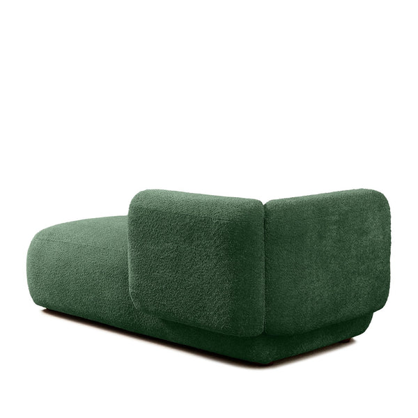 English Elm Upholstered Boucle Chaise Lounge with Wood Legs for Bedroom or Living Room W5515P437359