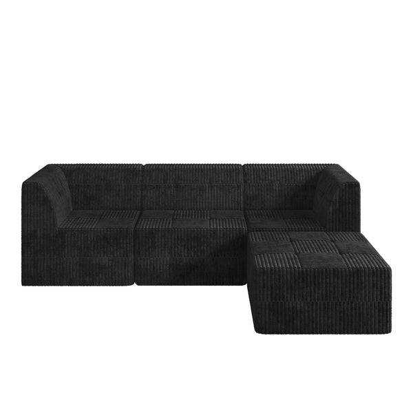 English Elm L Shape Modular Sectional Sofa - Versatile Sleeper Couch With Comfy Corduroy Design For Modern Spaces W487S00291