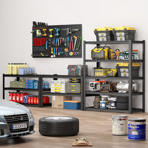 English Elm 59" Wide Black Metal Shelving Unit with Removable Dividers for Garage or Office T3625P455778