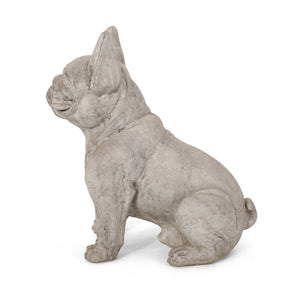 English Elm Christopher Knight Home® - DOG French Bulldog Garden Sculpture Cast Stone Outdoor Accent with Antique Wash, Durable Charm Rustic White 70293.00RUSWHTGRN