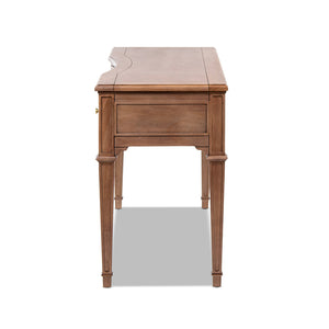 English Elm Dauphin Rubberwood Executive Desk with Soft Close Drawers and Satin Gold Hardware B2719P468876