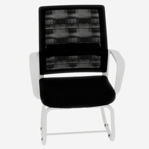 English Elm Minimalist breathable mesh office chair with curved support, cushioned seat, stable iron frame for long workdays White+Black W1935P338539