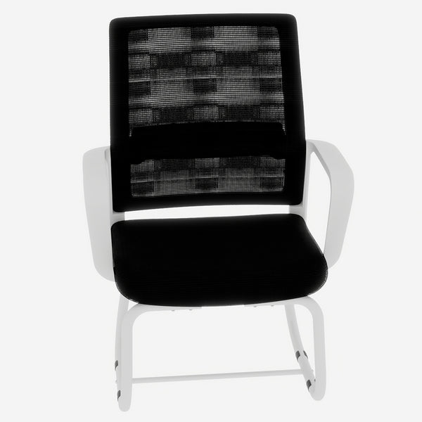 English Elm Minimalist breathable mesh office chair with curved support, cushioned seat, stable iron frame for long workdays White+Black W1935P338539