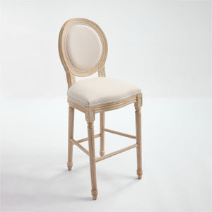 English Elm French Country Bar Chairs Set Of 2 - Elegant Upholstered Round-Back Design For Kitchen & Dining W3426P324576