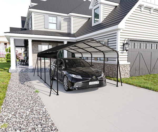 English Elm Metal Carport 12x20 Galvanized Steel Canopy Heavy Duty Outdoor Garage Shelter Kit W1598S00018