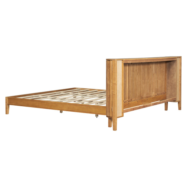 English Elm Christopher Knight Home® - King Solid Wood King Size Bed with Slat Headboard, Dual Side Storage & Display Shelves, Sturdy Comfort N758K532021N