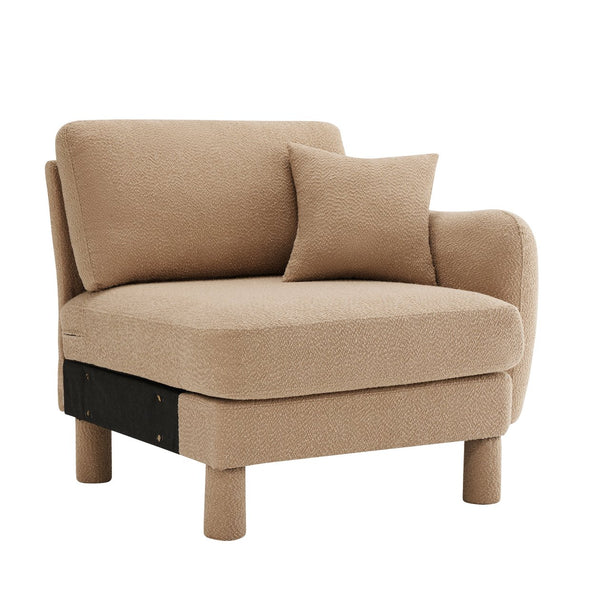 English Elm Lucas Boucle Polyester Sofa with Curved Arms Foam Cushions and Toss Pillows Included W3041P337364