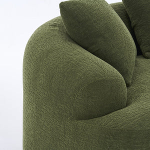 English Elm LY-025S Curved Loveseat Sofa Compact 65" chenille upholstery, 30D foam with spring core, 300lb capacity, 3 pillows, apartment-friendly Antique Green,Green W2231P292604