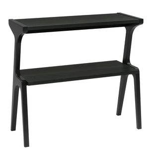 English Elm Storage Side Table Solid Wood Cherry Finish Two Open Shelves for Slim Space Entryways T3971P456579