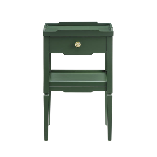 English Elm Foley Vintage Green 1-Drawer Nightstand with Gold Pull, Tapered Legs, Lower Shelf, Mid-Century Charm B050P376968