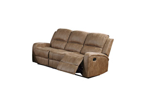 English Elm Manual Reclining Sofa Tufted Faux Leather Upholstery with Square Arms for Living Rooms Chestnut B011P468574