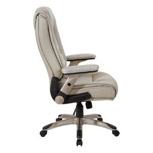 OSP Home Furnishings Exec Bonded Leather Office Chair with Lumbar Support and Ergonomic Padded Seating Taupe ECH52601-EC21