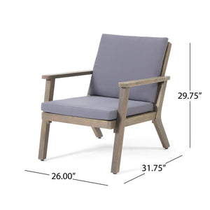 English Elm Christopher Knight Home® - Outdoor Acacia Wood Club Chairs with Cushions Dark Grey Set of 2 — Water‑Resistant Cushions, Open Slat Design, Durable 33.5" x 26" x 21.75" 66464.00DGRY
