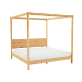 Minimalist Boho King Canopy Bed with Simple Headboard Natural Pine ISLB8BNP Walker Edison