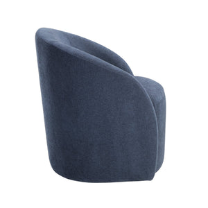 English Elm Blue Boucle Swivel Barrel Chair with Solid Wood Frame, 360° Metal Base, Plush Foam Over Coils, No Assembly Required B011P305078