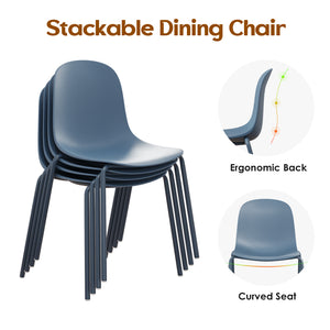 English Elm Modern Molded Plastic Stackable Dining Chairs Set of 4 with Slim Metal Legs Indoor Outdoor T3623P433664