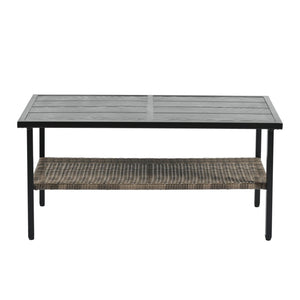 English Elm Patio Four-Piece Wicker Furniture Set - Stylish Outdoor Seating With Plush Cushions & Metal Table W1703S00031-GIGA