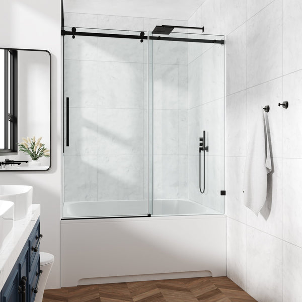 English Elm 72*76"Fixed 72*76" Fixed & Sliding Shower Door - Modern Frameless Design, Durable Tempered Glass & Quality Hardware T3177P320618