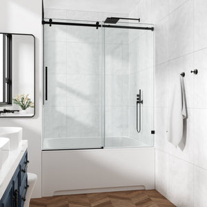 English Elm 60*72"Fixed 60*72" Fixed & Sliding Shower Door - Modern Frameless Design With 10Mm Tempered Glass & Rust-Free Hardware T3177P320612