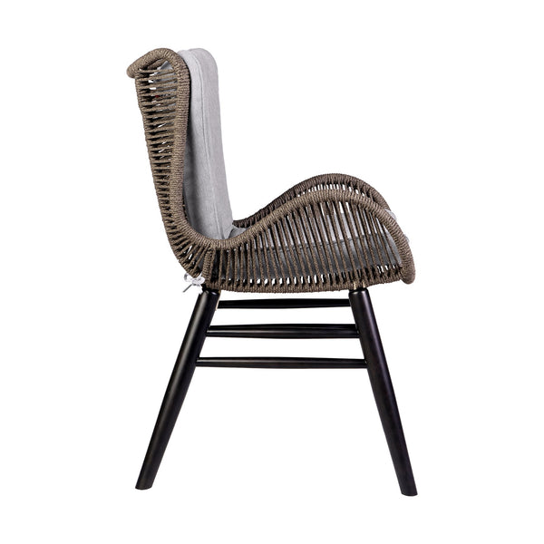 English Elm Koryn Eucalyptus Outdoor Dining Chair with Truffle Rope Weave, Weather-Resistant Gray Seating B2736P354275