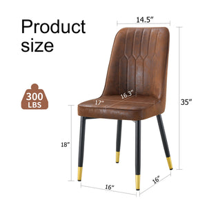 English Elm Brown Velvet Dining Chair Set of Two with Black Metal Legs and Gold Accent Detail W1151P211986