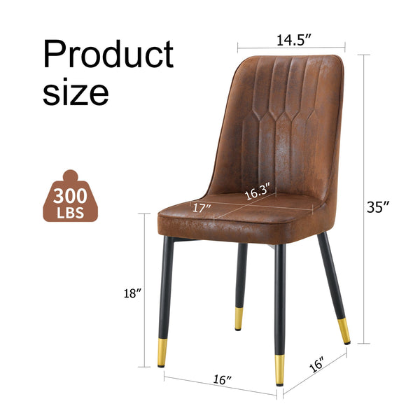 English Elm Brown Velvet Dining Chair Set of Two with Black Metal Legs and Gold Accent Detail W1151P211986