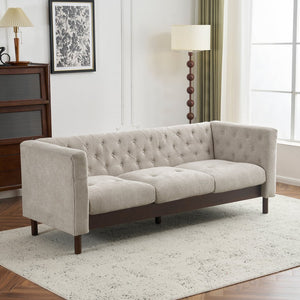 English Elm Christopher Knight Home® - 78" Upholstered Sofa with Tufted Linen-Like Fabric, Deep 19" Seat, Sturdy Rubber Wood Legs, 900lb Capacity Gray+Beige N763P243921A