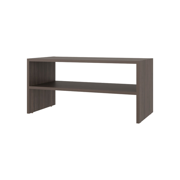 English Elm Gray Gray Walnut Shoe Rack with 2 Shelves — Compact 2-Tier Melamine Organizer, Durable Rectangular Design for Neat Entryway Storage and Modern Style B062P389897
