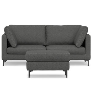 English Elm Ava Mid Century 76" Sofa with Ottoman Set — Eco-Friendly Performance Fabric, Durable Foam Comfort Gray B136P199267