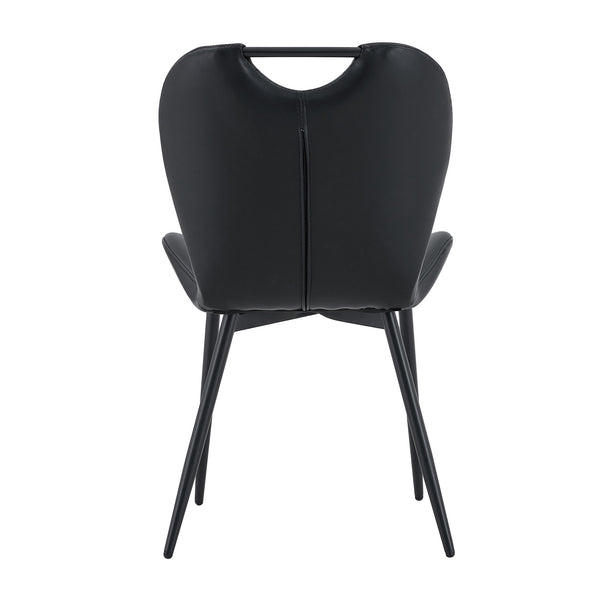 English Elm Set of 4 Olive Fabric Dining Chairs Ergonomic Cushion Black Steel Frame Modern Black W1151P454886