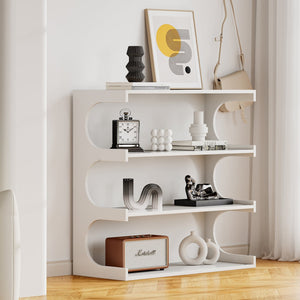 English Elm Multifunctional 4-Tier Bookshelf & Coffee Table – Modern Minimalist Living Room Organizer with Display and Storage White W1801137471