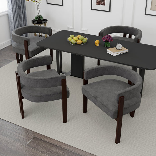 English Elm Modern Chenille Barrel Dining Chair with Metal Base, Plush Foam Seat, Compact Accent Seat for Home Gray W395P233456